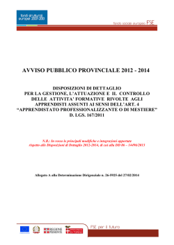 AVVISO PUBBLICO PROVINCIALE 2012 - 2014