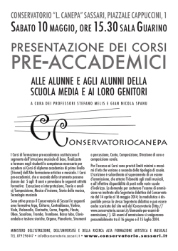 pre-accademici - Conservatorio di Musica "Luigi Canepa" di Sassari