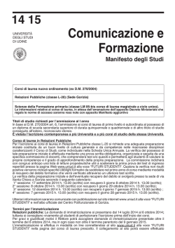 Manifesto degli studi - Università di Udine