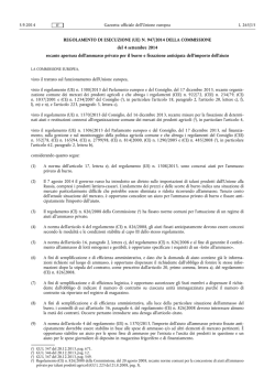 Regolamento di esecuzione UE n.947-2014 del 4.09.2014 recante i