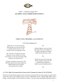 “Ad Assisi, sulle orme di Francesco” Sabato 7 e Domenica 8
