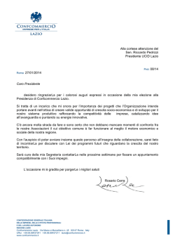 Alla cortese attenzione del Sen. Riccardo Pedrizzi Presidente UCID
