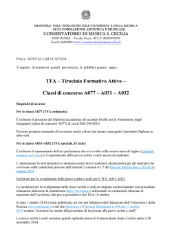 TFA – Tirocinio Formativo Attivo – Classi di concorso A077 – A031