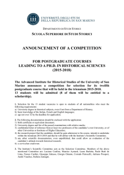 announcement of a competition - Università degli Studi di San Marino