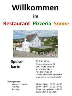 Speisekarte - Restaurant Pizzeria Sonne
