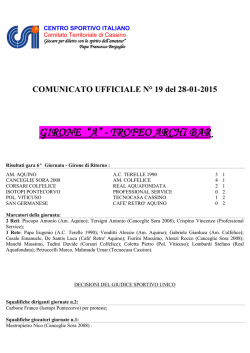 Calcio a 11 - Comunicato Ufficiale N. 19/2014-2015