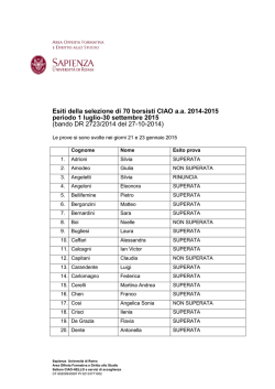 Esiti della selezione di 70 borsisti CIAO a.a. 2014-2015