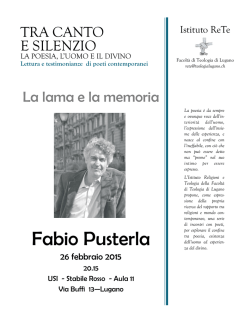 Fabio Pusterla - Facoltà di Teologia di Lugano