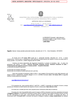 Circolare UST istanze part_time - Vicenza – Ufficio Scolastico