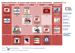 COMPLEMENTARY CLASSES AND SOCIAL CLUB ACTIVITIES