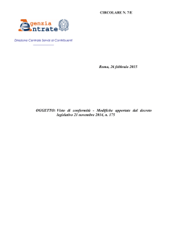 Modifiche apportate dal decreto legislativo 21 novembre 2014, n. 175