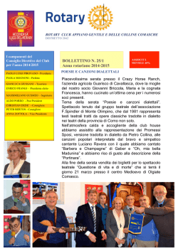 BOLLETTINO N. 25/1 Anno rotariano 2014-2015