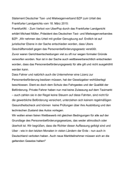 Statement Deutscher Taxi- und Mietwagenverband BZP