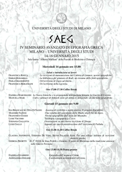 iv seminario avanzato di epigrafia greca milano – università degli