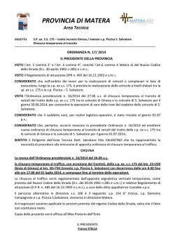 Ordinanza Presidenziale n. 17/2014 S.P. ex. S.S. 175