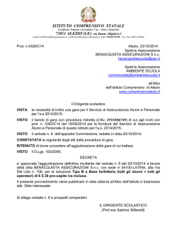 AGGIUDICAZIONE DEFINITIVA ASSICURAZIONE a.s. 2014/15