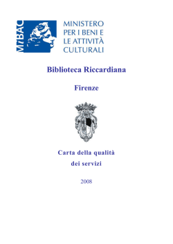 Biblioteca Riccardiana Firenze Carta della qualità dei servizi
