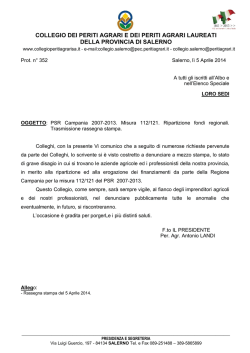 PSR Campania 2007-2013. Misura 112/121. Ripartizione fondi