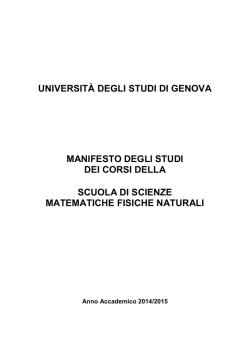 Manifesto degli studi Parte conune Scuola di Scienze MFN 2014/15