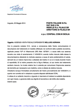 Assenza visita fiscale Melluso - Confsal Comunicazioni Sicilia