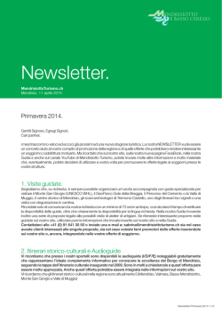 Newsletter 2014 - Ente Turistico del Mendrisiotto e Basso Ceresio