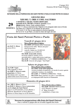 22 giugno - Parrocchia di San Pietro in Casale