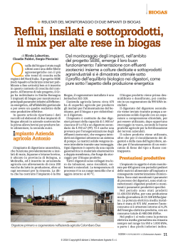 Reflui, insilati e sottoprodotti, il mix per alte rese in biogas