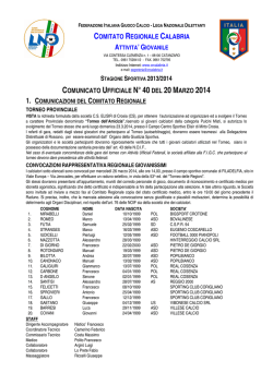 Comunicato Ufficiale n. 40 del 20 Marzo 2014