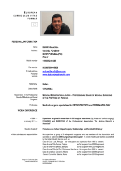 PERSONAL INFORMATION BIANCHI ANDREA