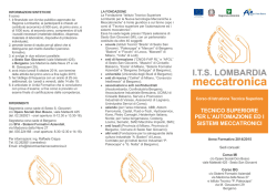 Brochure corsi ITS 2014-2015 - ITS Lombardia meccatronica
