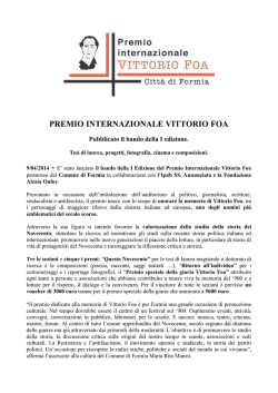 9/4/2014 - Premio Internazionale Vittorio Foa: pubblicato il bando