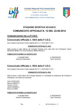 COMUNICATO UFFICIALE N. 12 DEL 22.08.2014