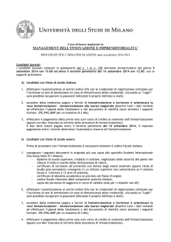 Procedure immatricolazione MII - Università degli Studi di Milano