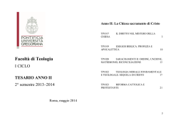 2° semestre - Pontificia Università Gregoriana