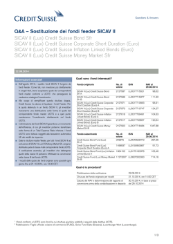 Sostituzione dei fondi feeder SICAV II SICAV II (Lux) Credit Suisse