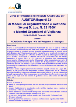 AUDITOR/Esperti 231 di Modelli di Organizzazione e Gestione (40