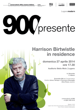 Harrison Birtwistle in residence - Conservatorio della Svizzera Italiana