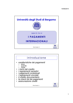 i pagamenti internazionali - Università degli studi di Bergamo
