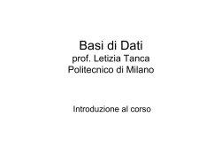 Basi di Dati - Milano - Letizia Tanca