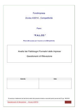 Fondimpresa Avviso 4/2014 - Competitività “P.A.L.CO.” Analisi dei