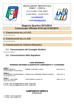 Stagione Sportiva 2013/2014 Comunicato Ufficiale N°43