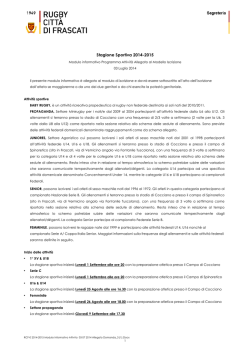 Stagione Sportiva 2014-2015 - Rugby "Città di Frascati"
