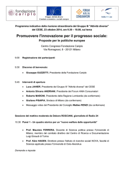 Programma indicativo della riunione straordinaria del 23/10/2014