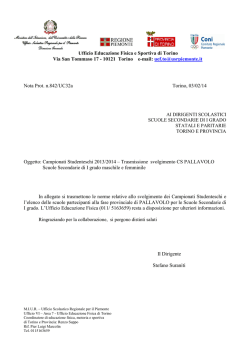 Prot. n. 842 del 3/02/2014 - Ufficio Educazione Fisica Torin