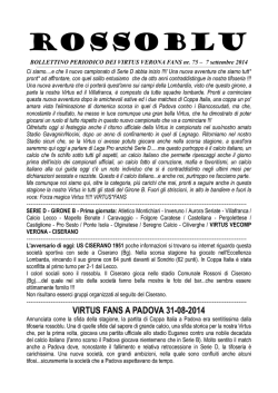 Virtus Verona, Rossoblu 2014 n. 75
