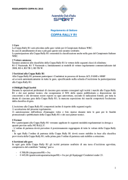 Coppa Rally R1 - Regolamento Sportivo - Csai