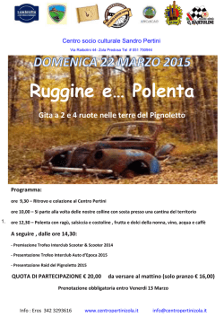 22 marzo - Zola Predosa (BO). Ruggine e... Polenta