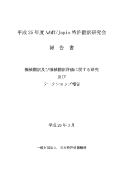 2013（平成25）年度報告書 - AAMT/Japio特許翻訳研究会