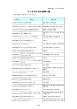 平成26～28年度 秋田市物品業者登録名簿