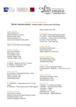 MUSIC PROGRAMMING - Davide Latella. Concerts start at 09.30 pm